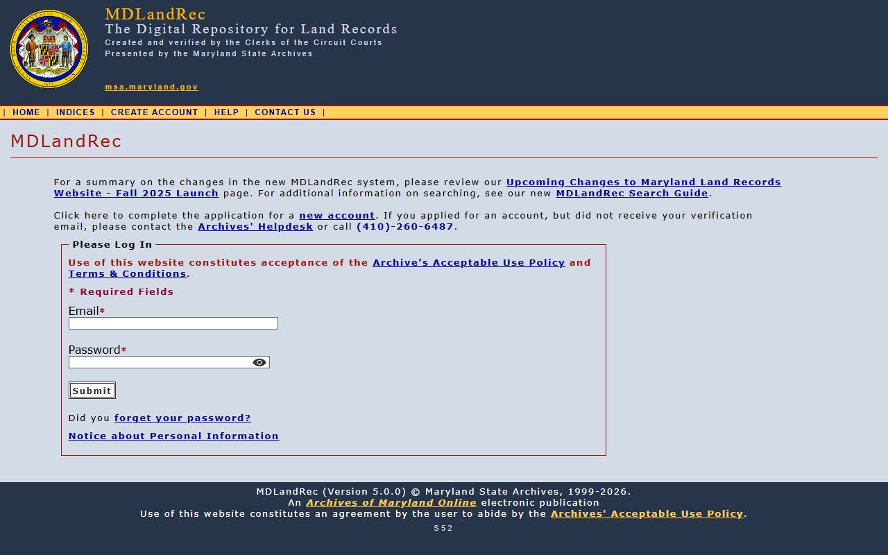 Baltimore County Clerk of the Circuit Court land records portal