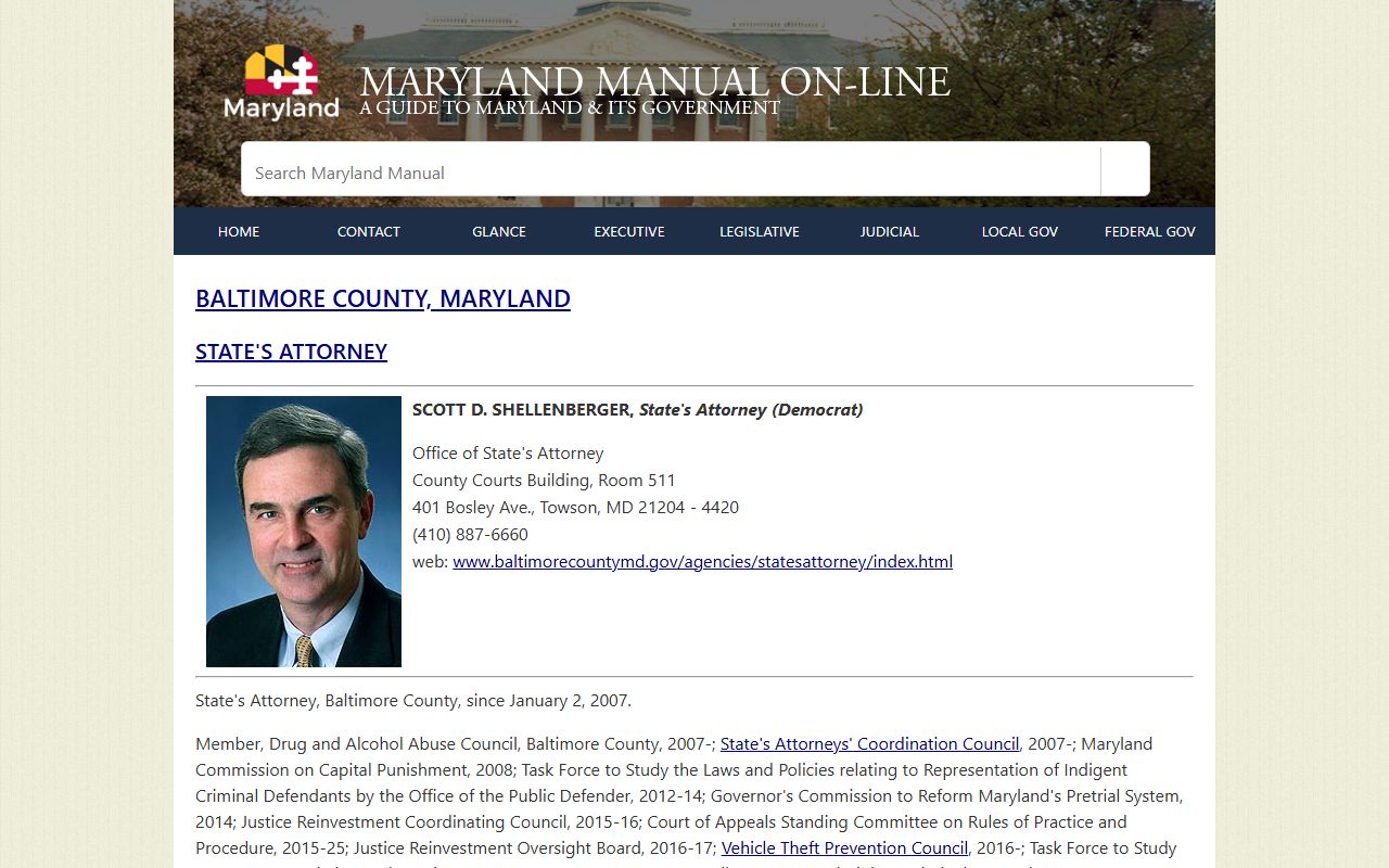 Baltimore County court charges State's Attorney profile