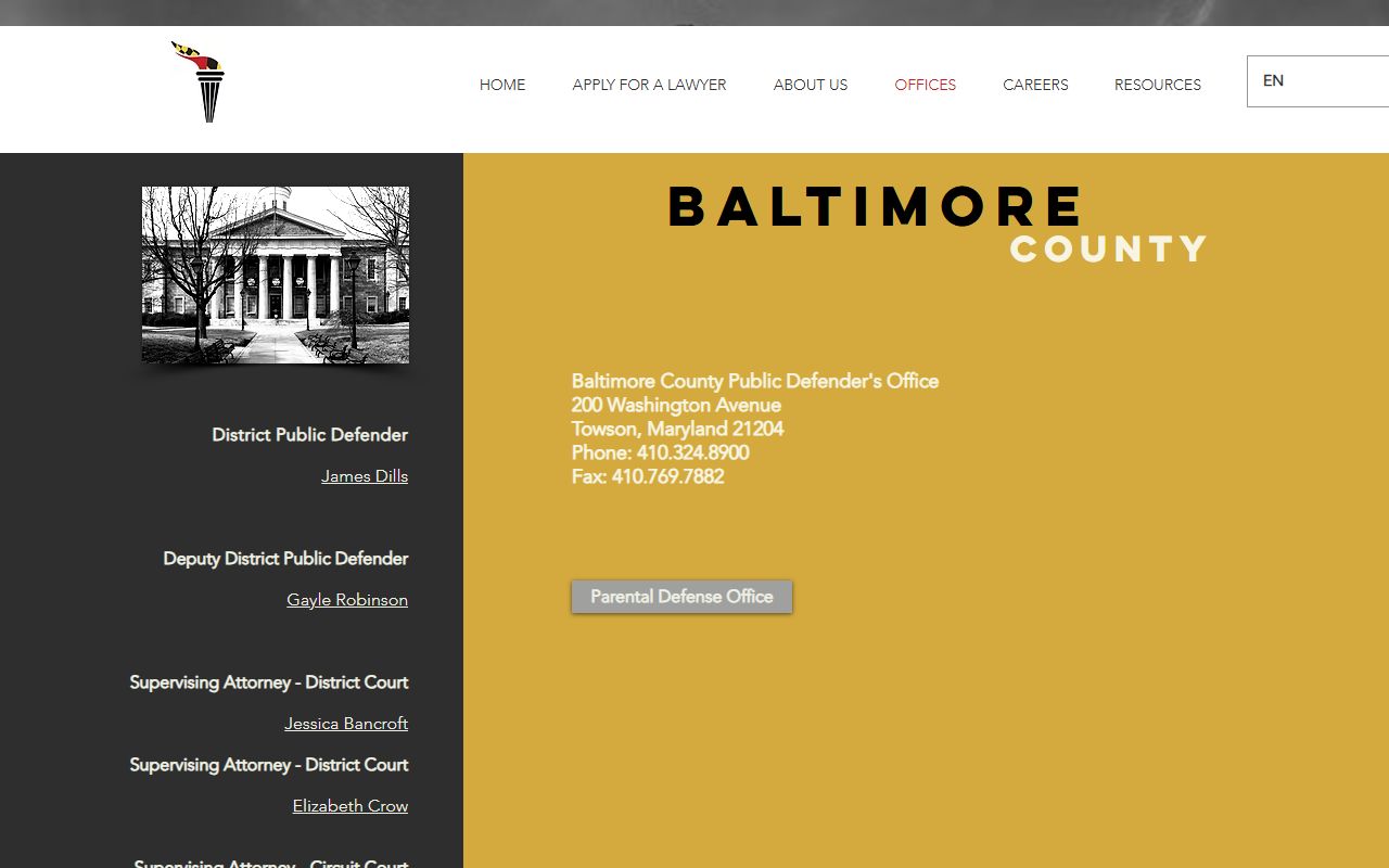 Baltimore County criminal court records public defender office